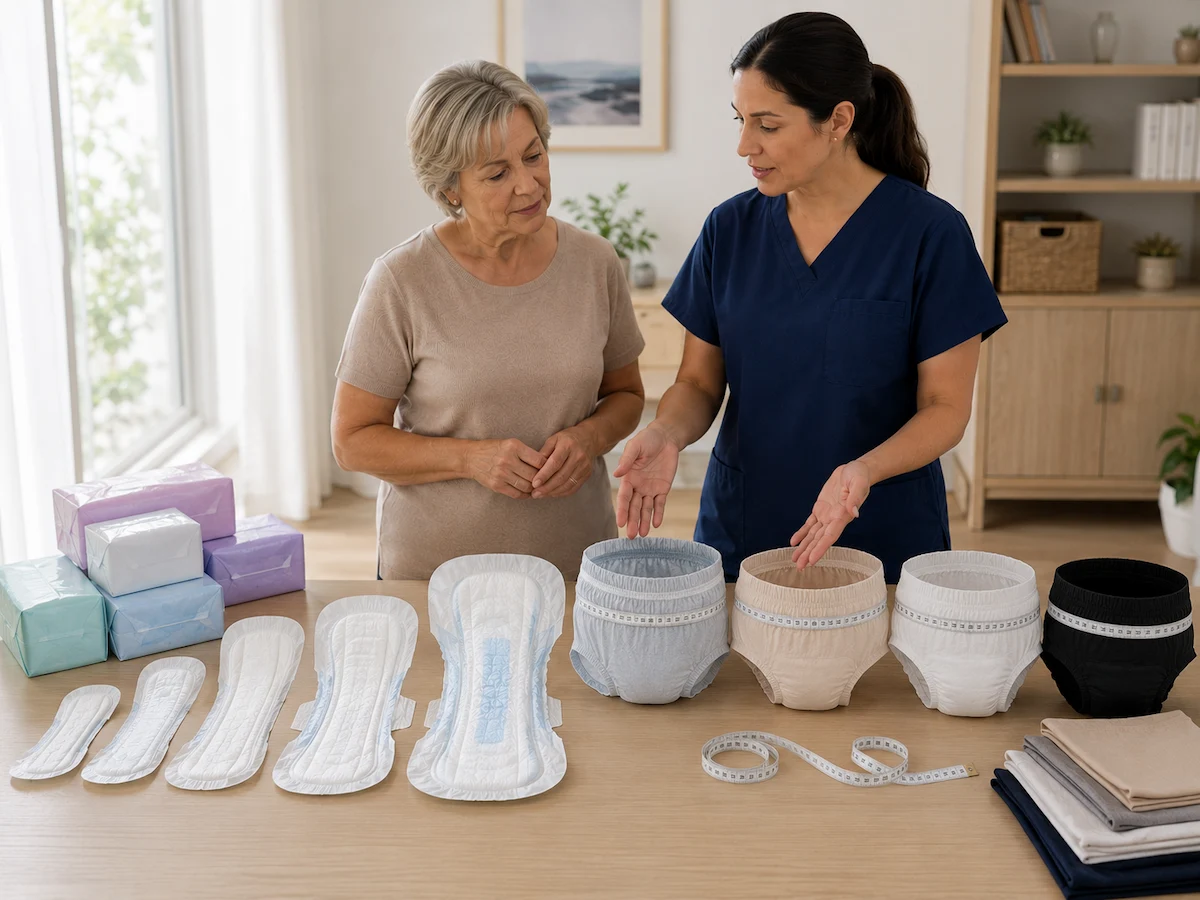 Pads and protective underwear size comparison