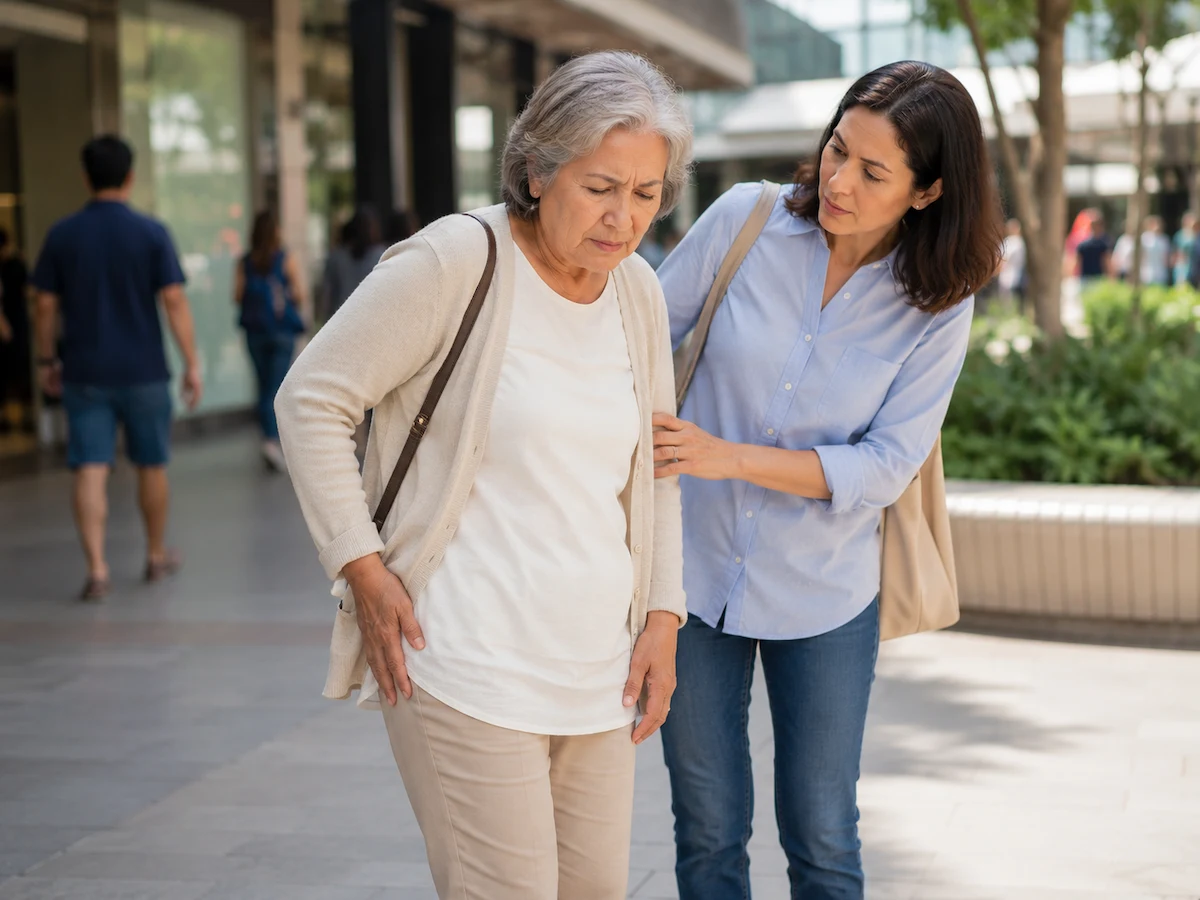 Older adult experiencing skin irritation discomfort